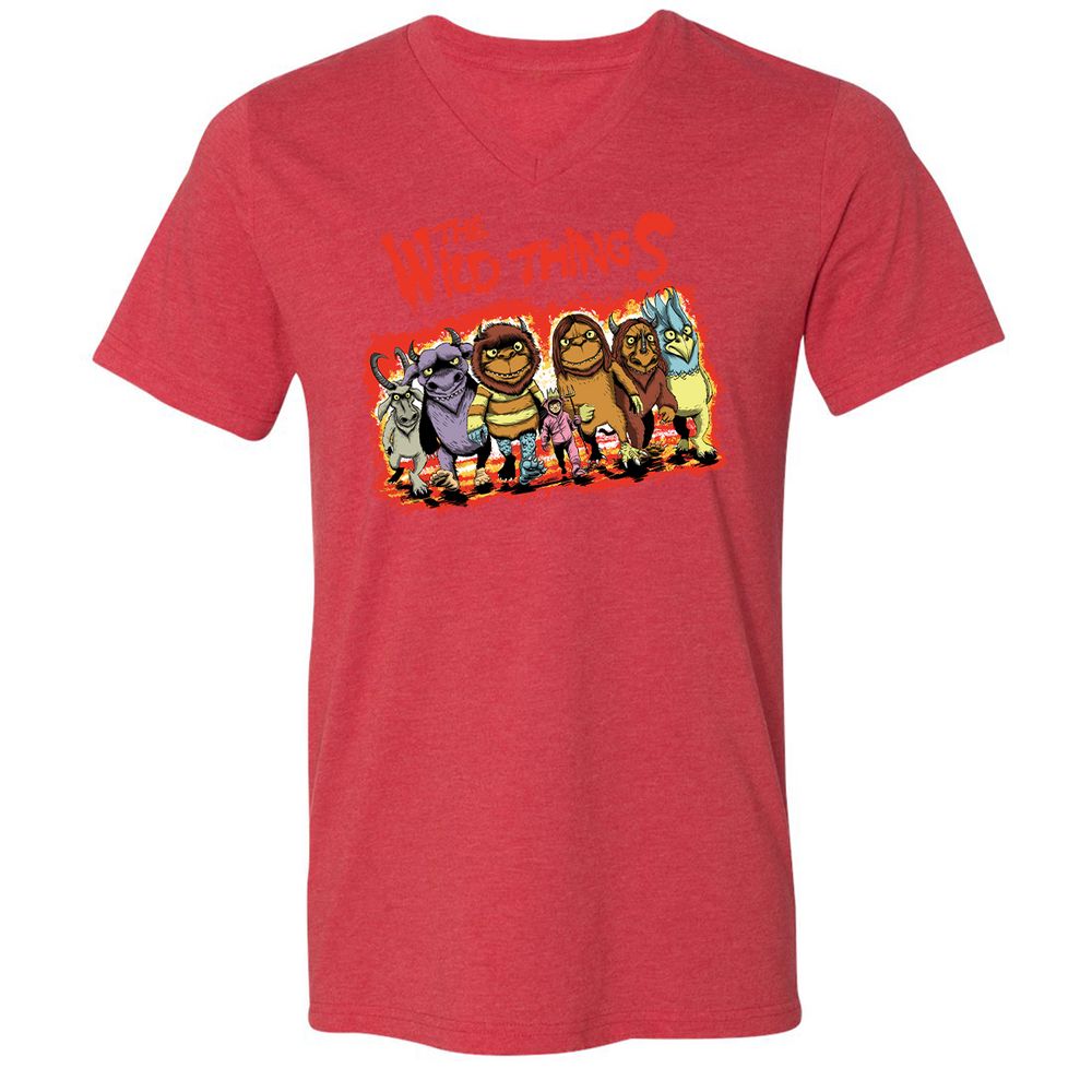 Unisex V-Neck T-Shirt - 9BBMXRZX - Heather Red - 16