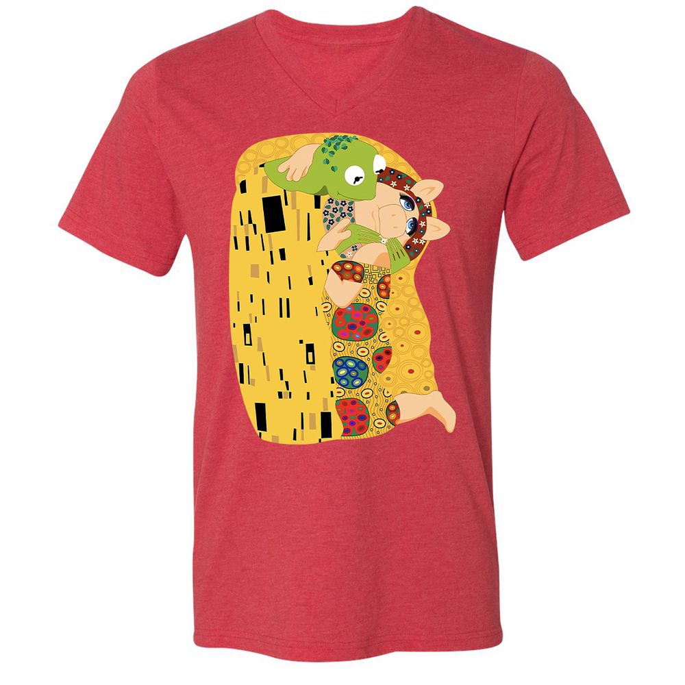 Unisex V-Neck T-Shirt - H1HMBCZ6 - Heather Red - 16