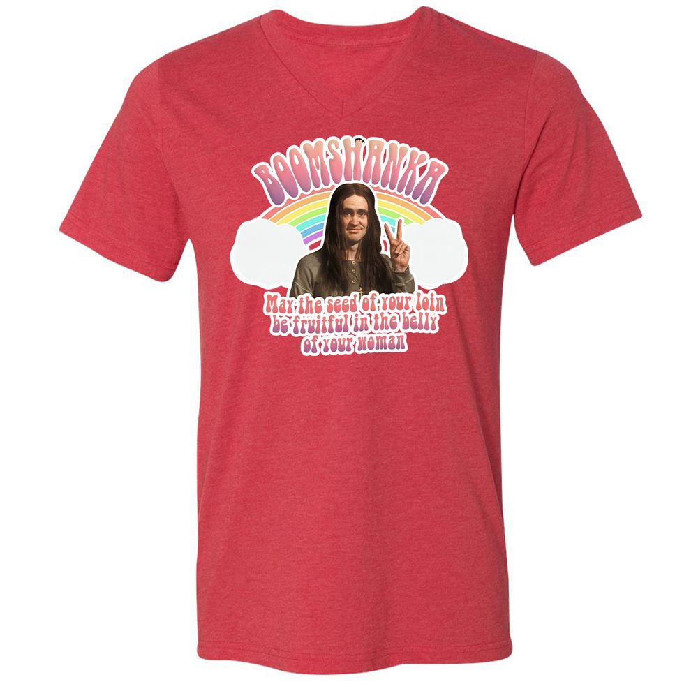 Unisex V-Neck T-Shirt - QANN7MK3 - Heather Red - 16
