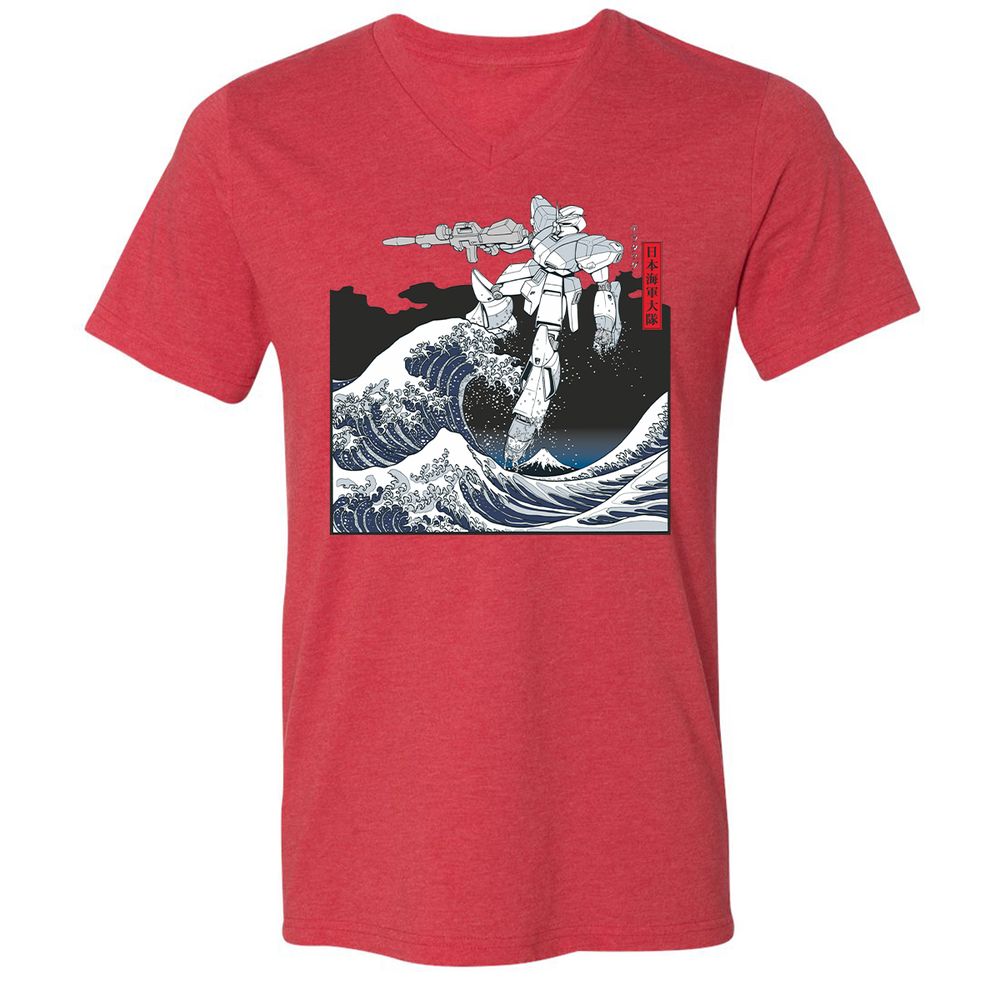 Unisex V-Neck T-Shirt - QGP94BTU - Heather Red - 16