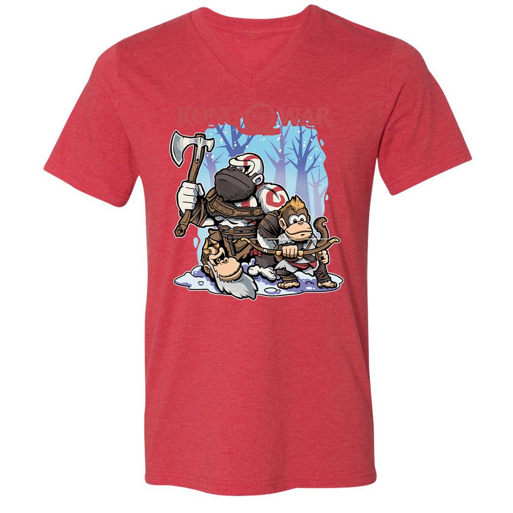 Unisex V-Neck T-Shirt - QL5ATRXK - Heather Red - 16