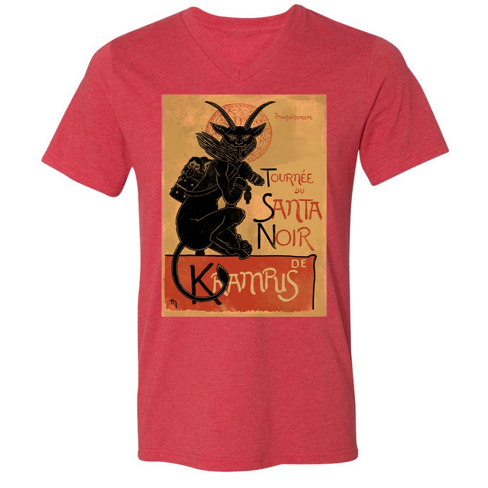 Unisex V-Neck T-Shirt - XCNXRMB9 - Heather Red - 16
