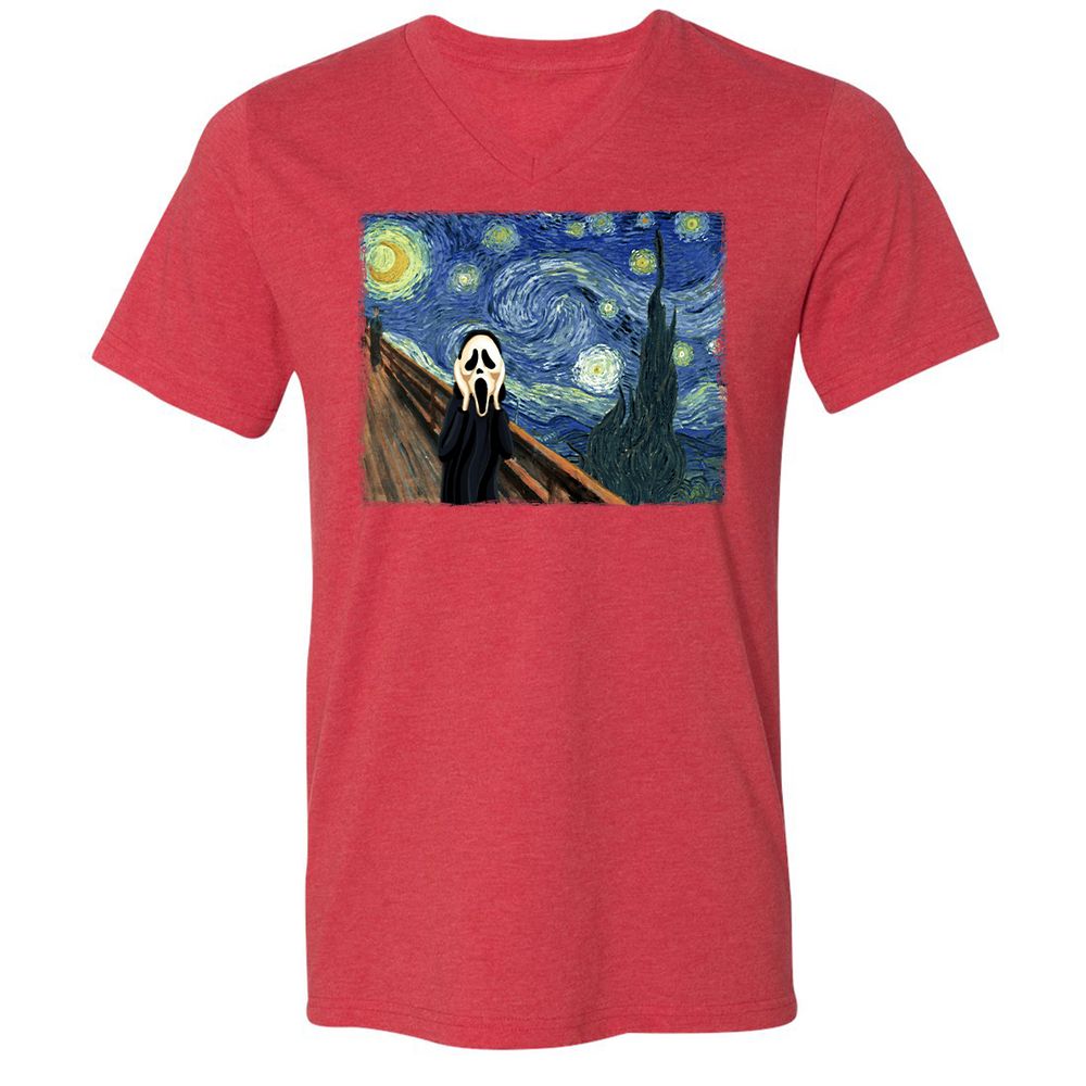 Unisex V-Neck T-Shirt - 6UFDKYBR - Heather Red - 16