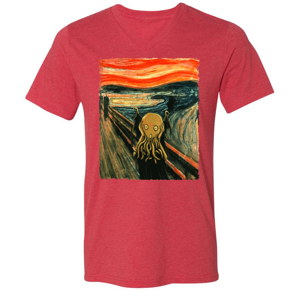 Unisex V-Neck T-Shirt - VQBQP7LZ - Heather Red - 16