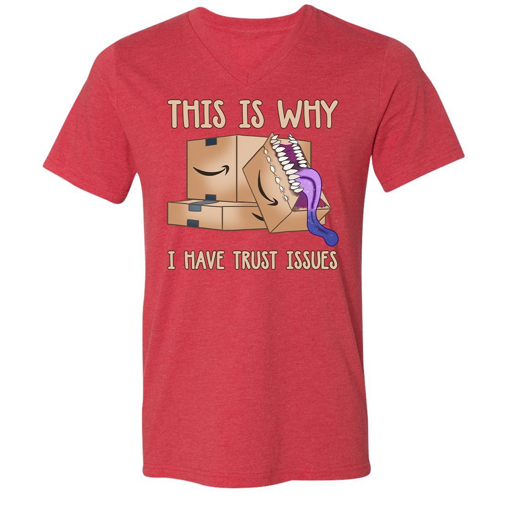 Unisex V-Neck T-Shirt - SBQ6NZ6K - Heather Red - 16