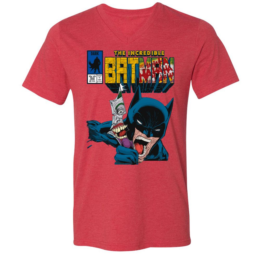 Unisex V-Neck T-Shirt - NMPTYSAM - Heather Red - 16