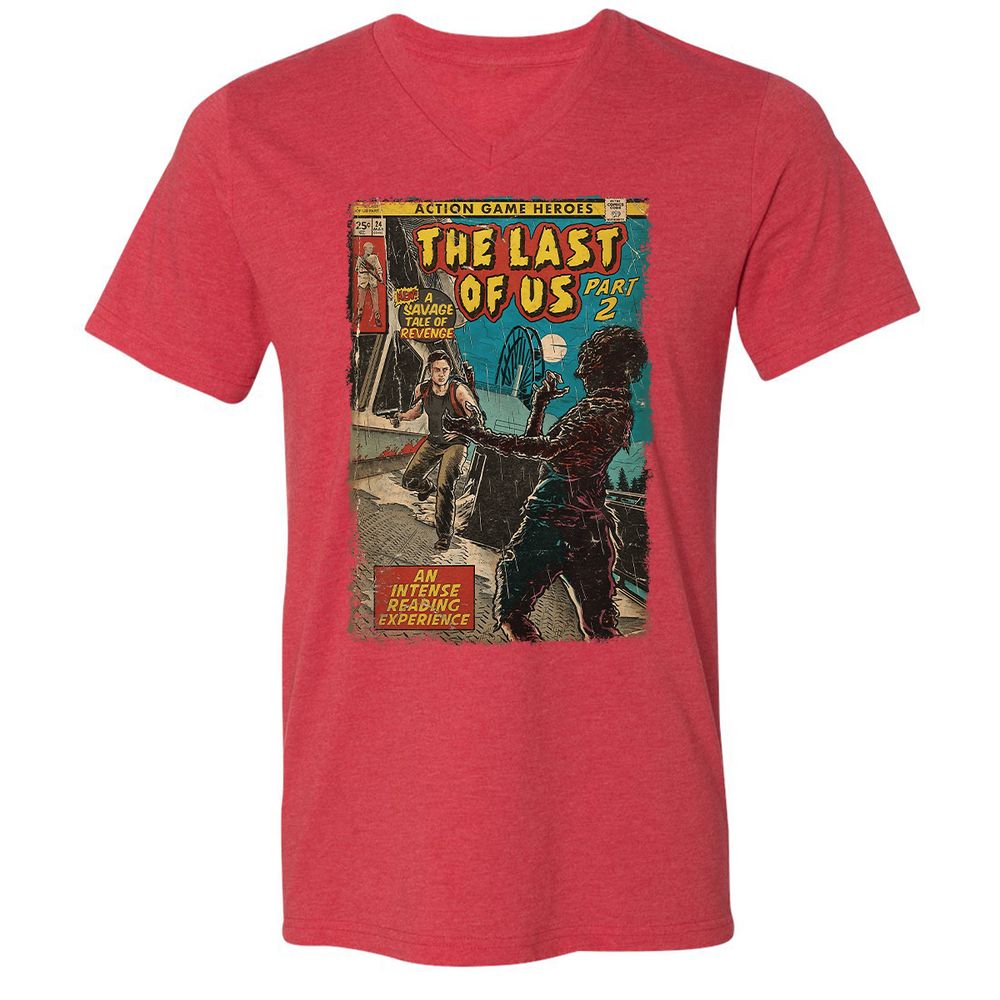 Unisex V-Neck T-Shirt - WPK3M4SE - Heather Red - 16