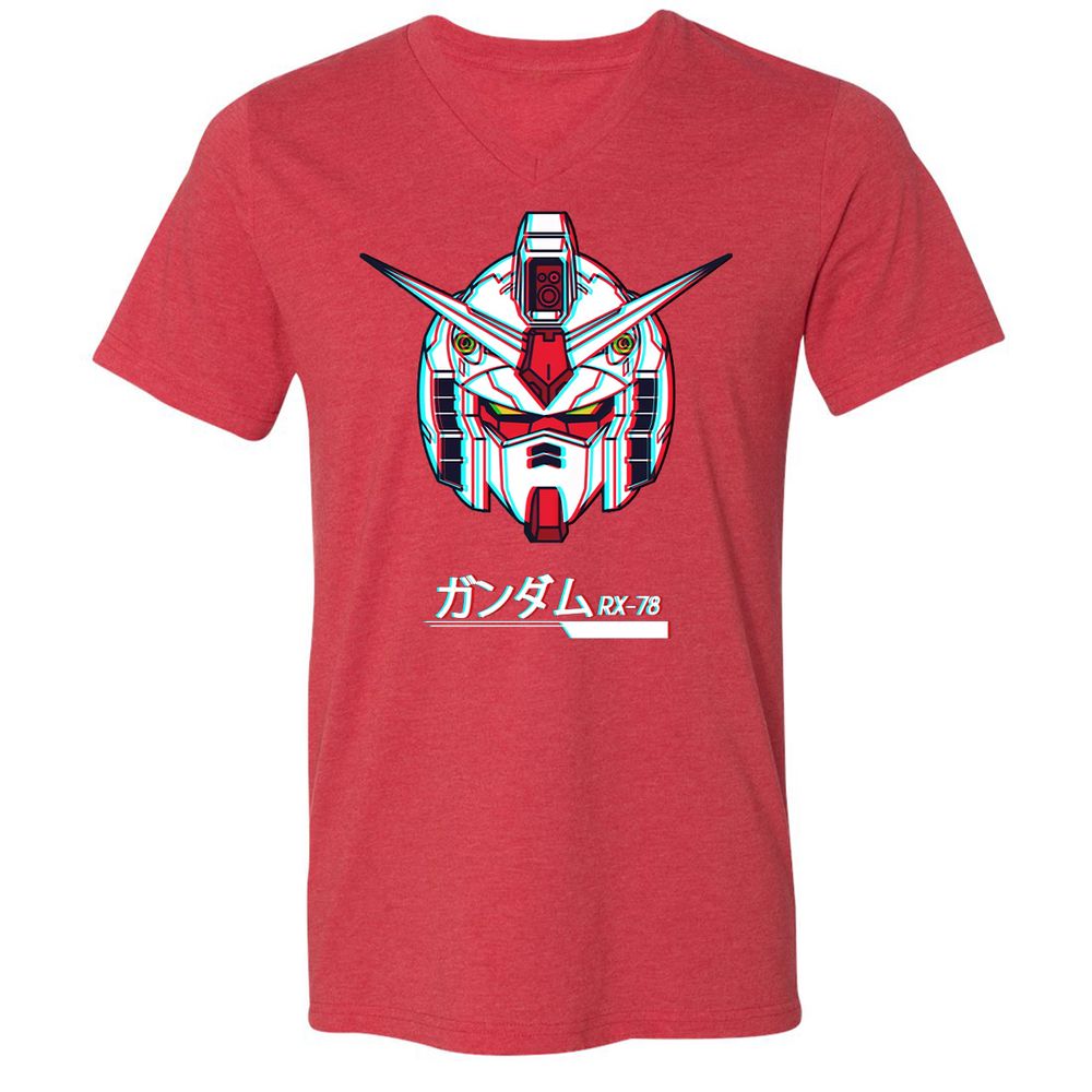 Unisex V-Neck T-Shirt - WQVEUS59 - Heather Red - 16