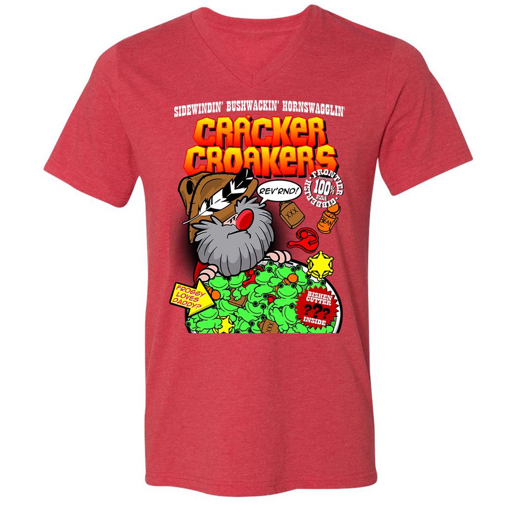 Unisex V-Neck T-Shirt - HPDLZR75 - Heather Red - 16