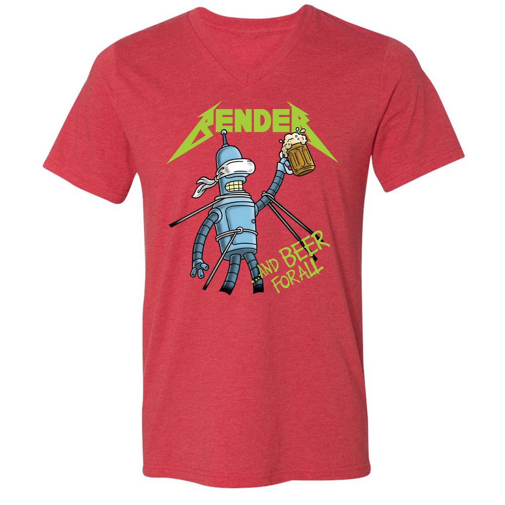 Unisex V-Neck T-Shirt - 75AK1AEJ - Heather Red - 16