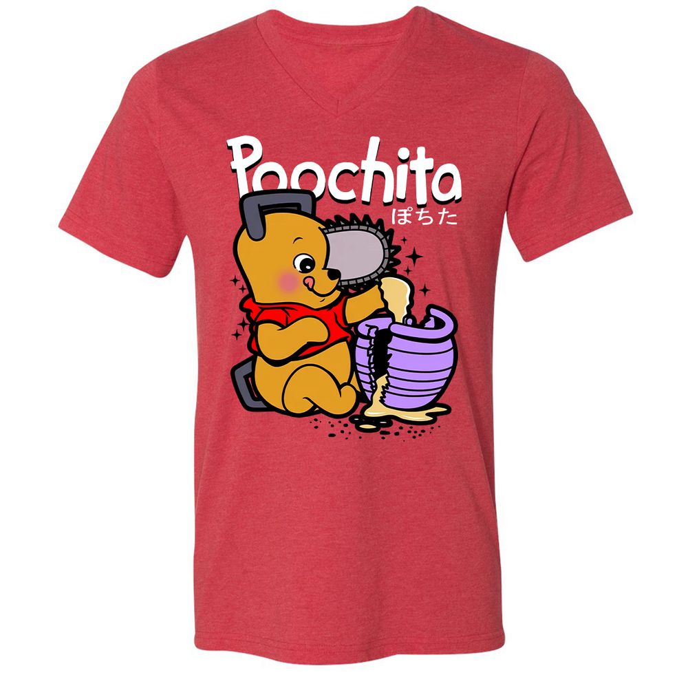 Unisex V-Neck T-Shirt - 56Z7PVWU - Heather Red - 16