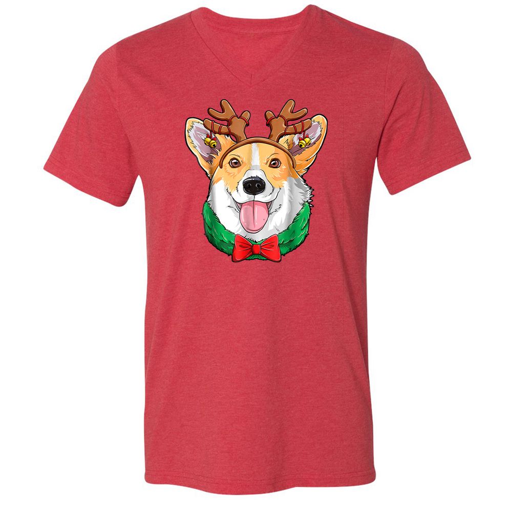 Unisex V-Neck T-Shirt - VR5BUG1S - Heather Red - 16