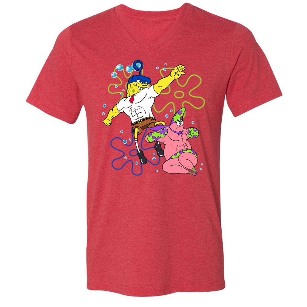 Unisex V-Neck T-Shirt - 8RRK6HKW - Heather Red - 16