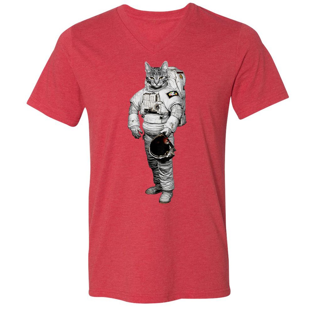 Unisex V-Neck T-Shirt - TGUTLRK6 - Heather Red - 16