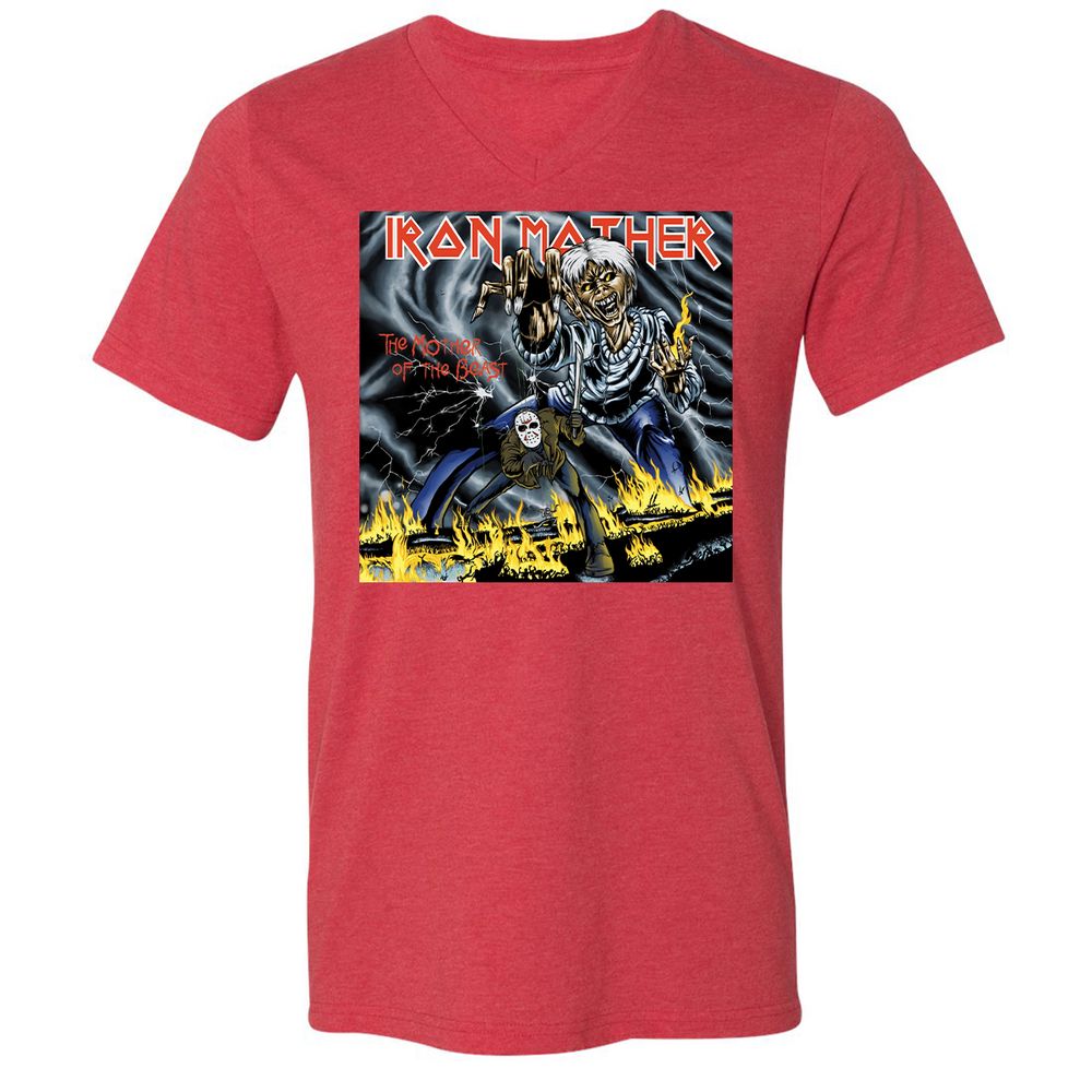 Unisex V-Neck T-Shirt - ZGKGPL7P - Heather Red - 16