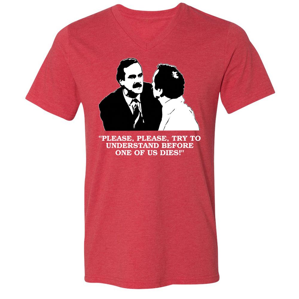 Unisex V-Neck T-Shirt - C82D5U26 - Heather Red - 16