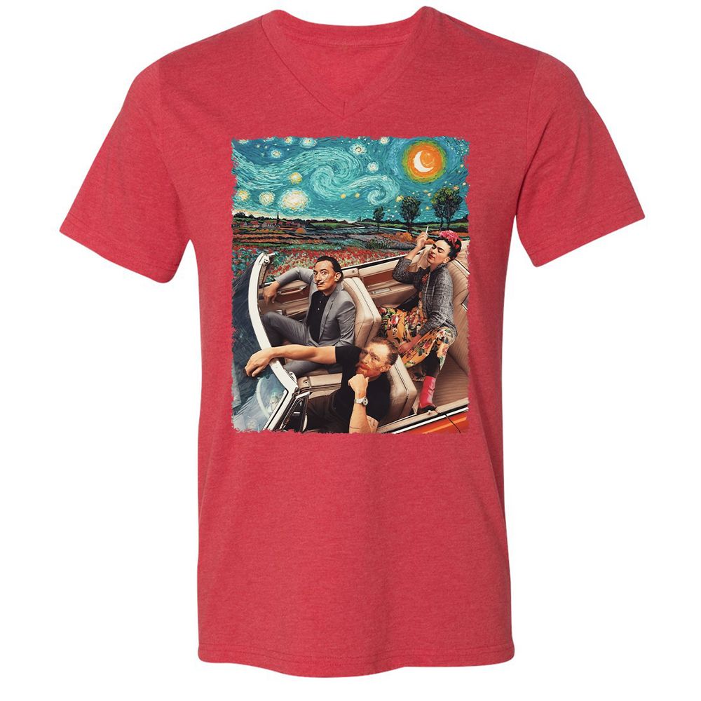 Unisex V-Neck T-Shirt - 3CML4UKD - Heather Red - 16