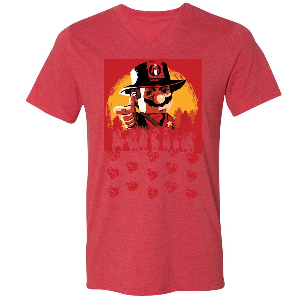 Unisex V-Neck T-Shirt - QTV11C72 - Heather Red - 16