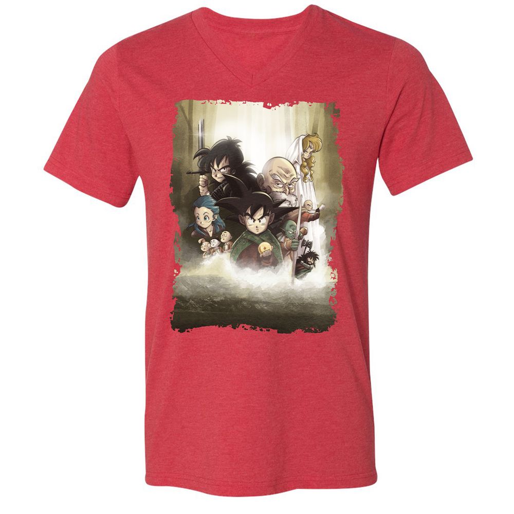 Unisex V-Neck T-Shirt - ZNUUR6J7 - Heather Red - 16