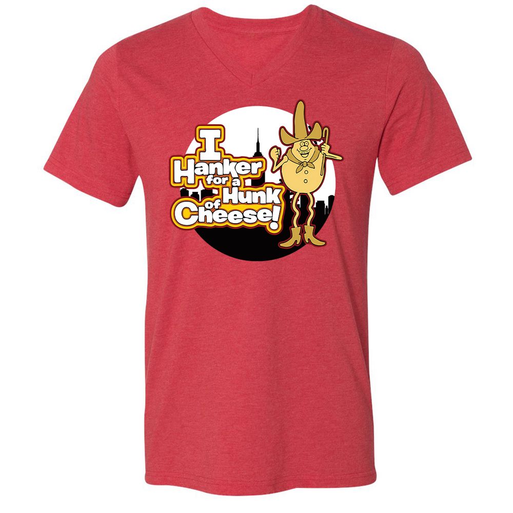 Unisex V-Neck T-Shirt - FJUKZBV6 - Heather Red - 16