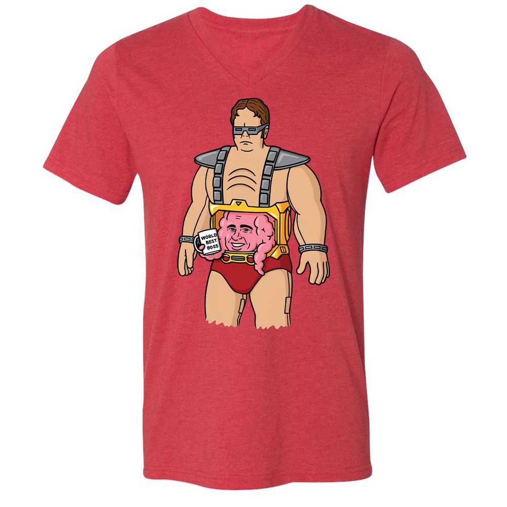 Unisex V-Neck T-Shirt - EZBMDCSV - Heather Red - 16