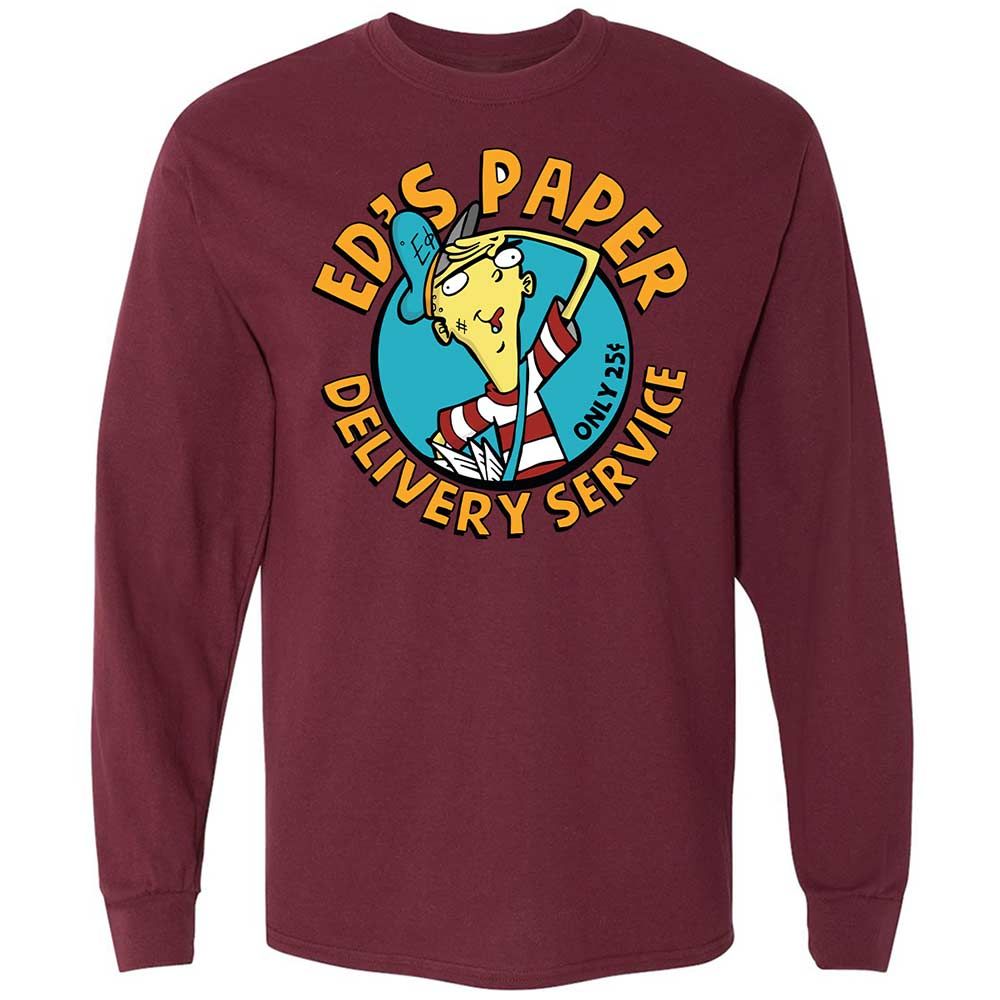Long Sleeve T-Shirt - TE5YUV1J - Maroon - 16