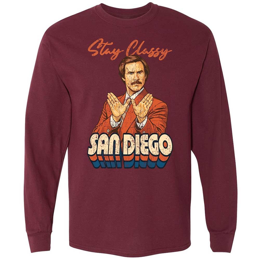 Long Sleeve T-Shirt - L2FTJ4X9 - Maroon - 16