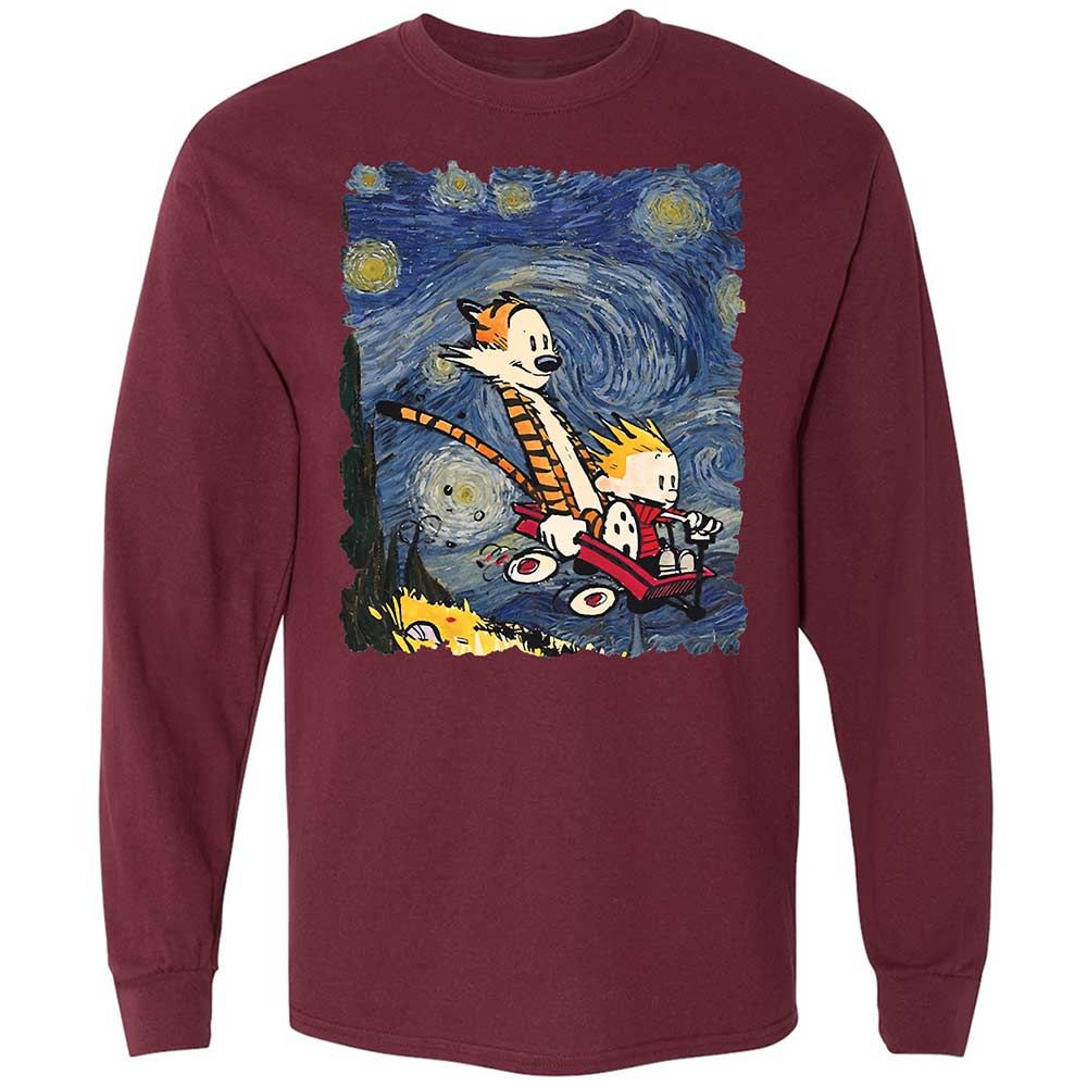 Long Sleeve T-Shirt - TFY5XZCE - Maroon - 16