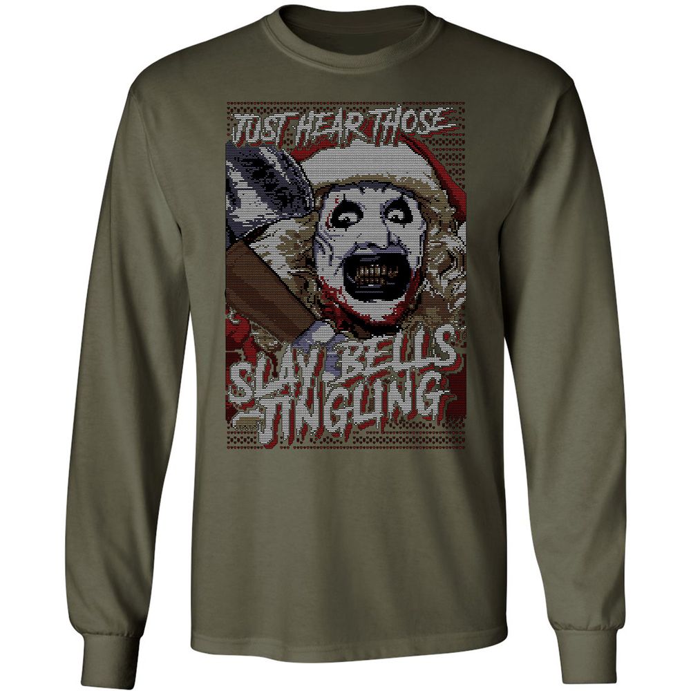 Slay Bells Jingling Long Sleeve T-Shirt - Military Green - 16