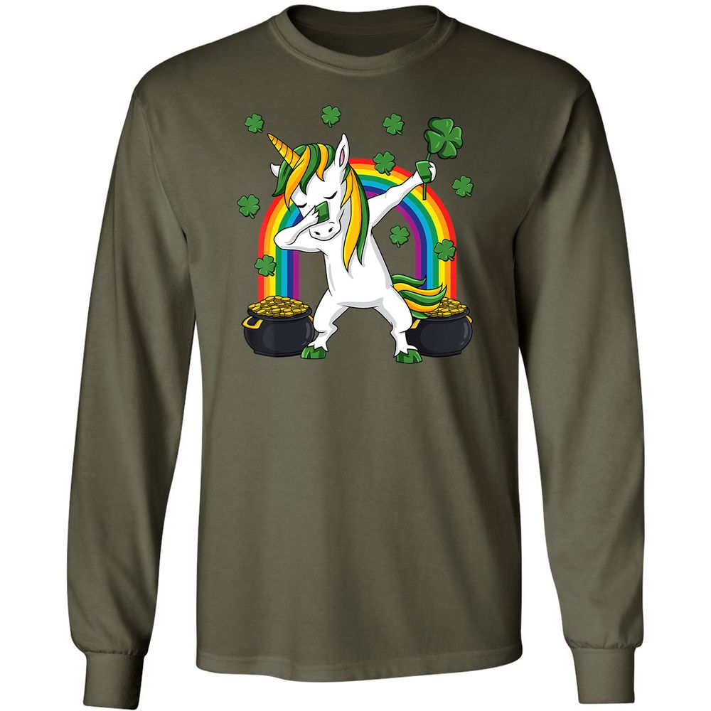 Long Sleeve T-Shirt - B6HWZQWL - Military Green - 16