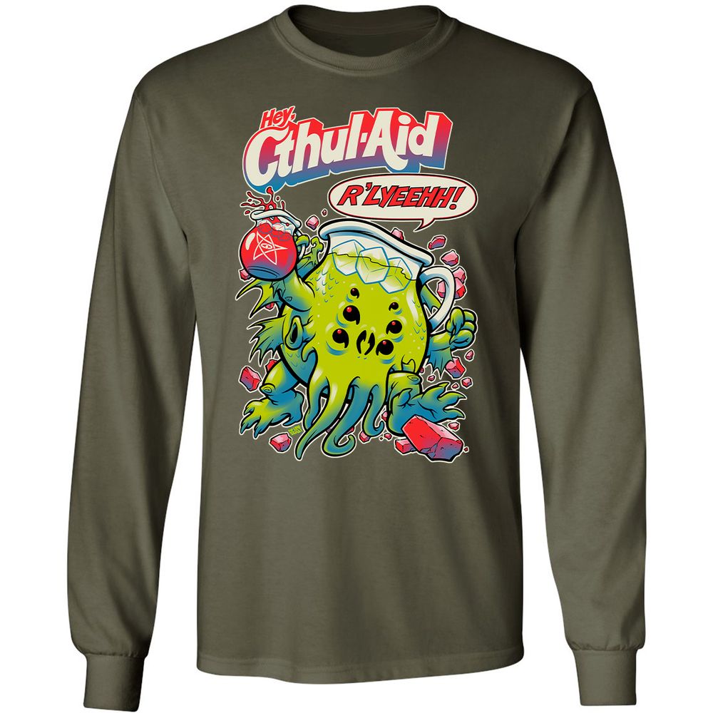 Long Sleeve T-Shirt - U75DYL9L - Military Green - 16