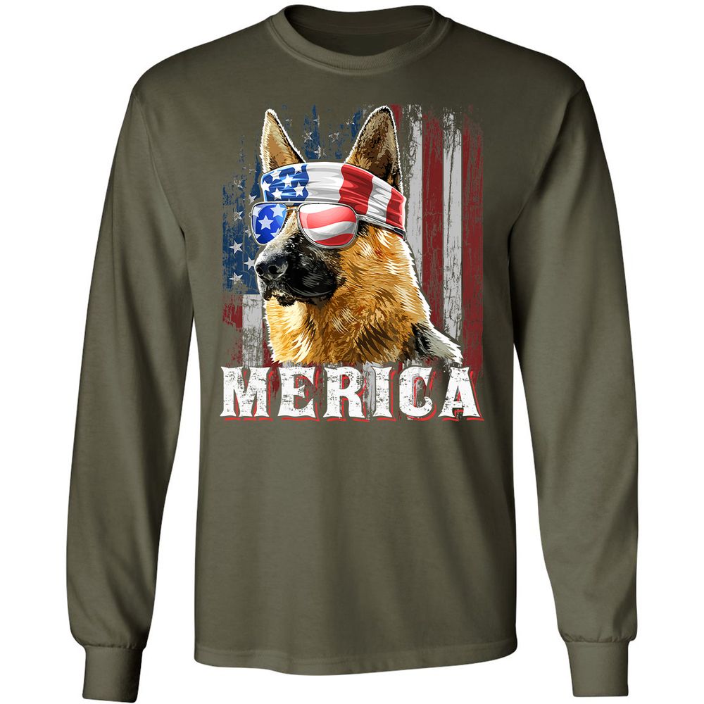 Long Sleeve T-Shirt - XJK7NJYM - Military Green - 16