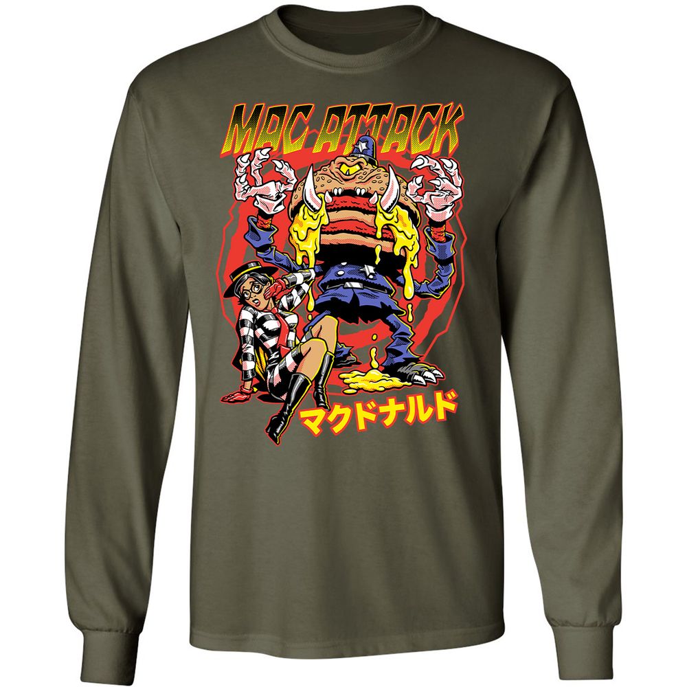 Long Sleeve T-Shirt - GWKB8QW8 - Military Green - 16