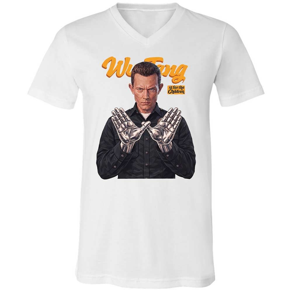 Unisex V-Neck T-Shirt - Black - White - 16