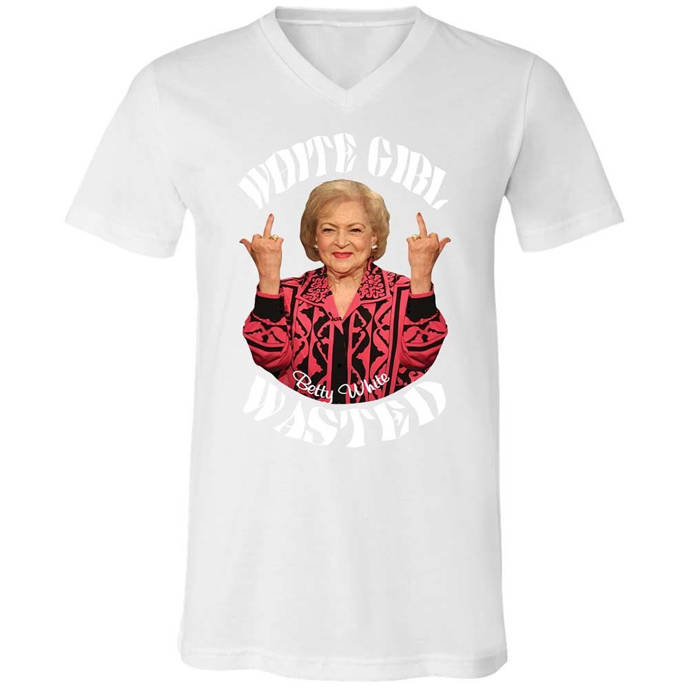 Unisex V-Neck T-Shirt - 5QLRSHA9 - White - 16
