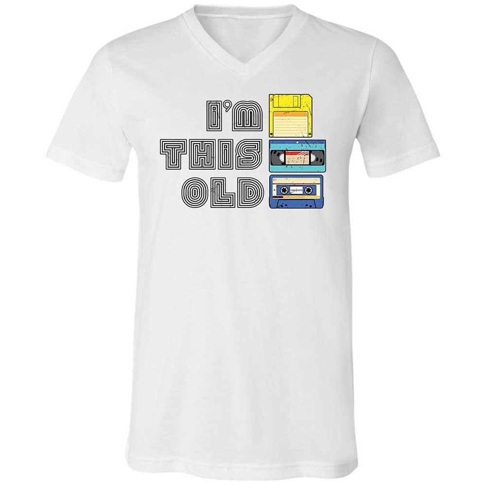 Unisex V-Neck T-Shirt - Black - White - 16