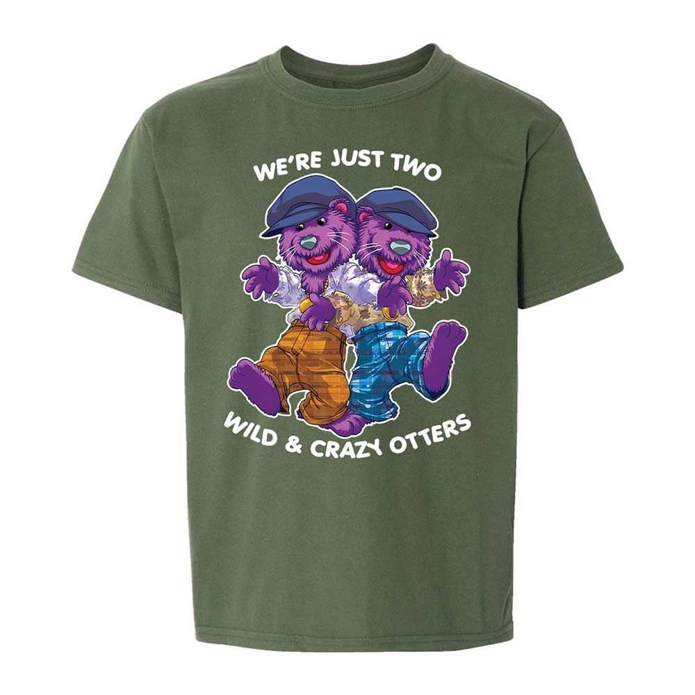Two wild & crazy otters - Military Green - 19