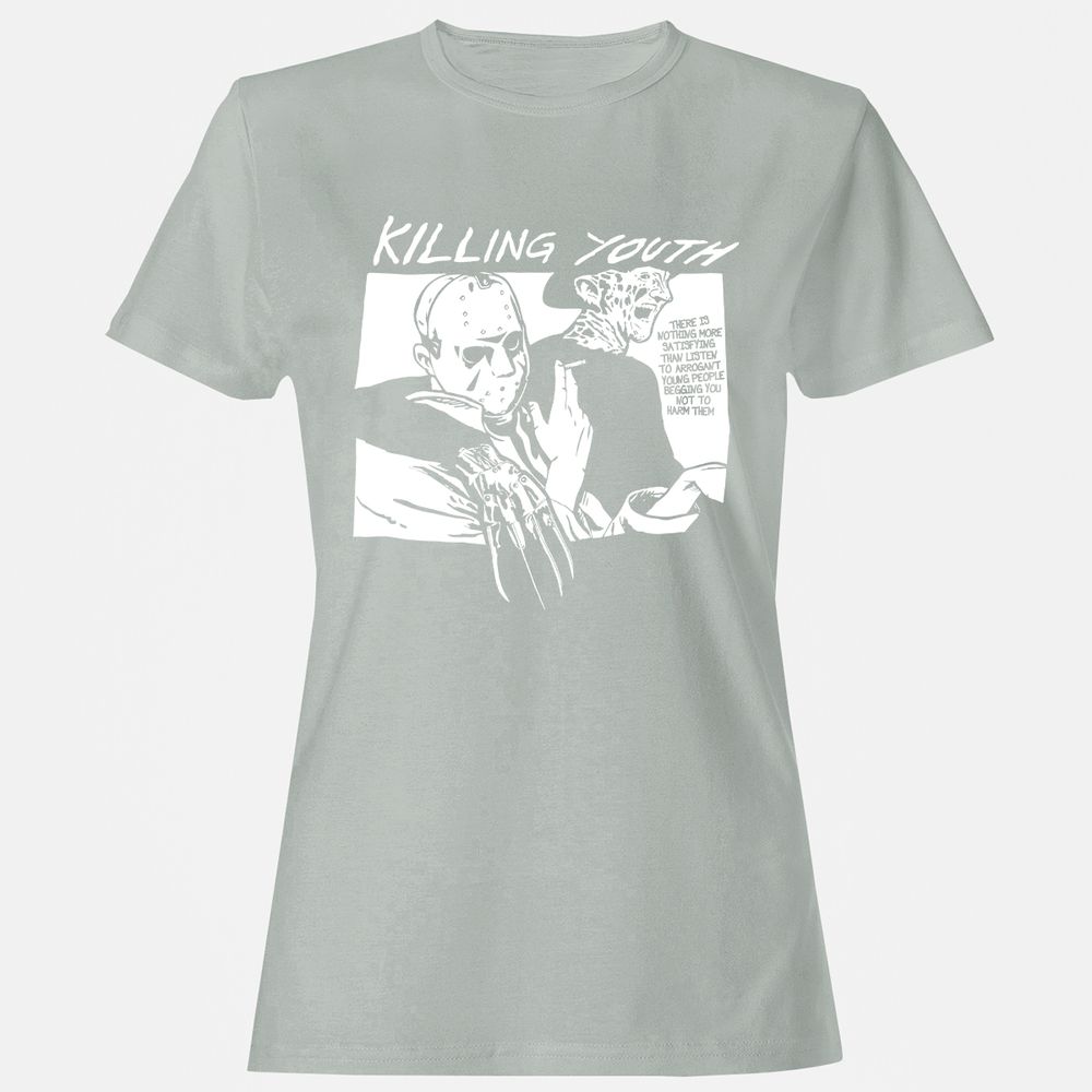 Women's T-Shirt - Q73ELZH3 - Ash - 2