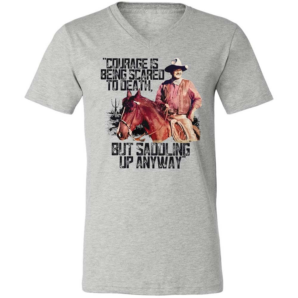 Courage is being scared to death, but saddling up anyway - Athletic Heather - 2