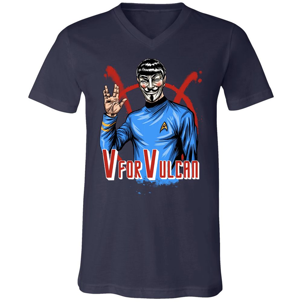 Unisex V-Neck T-Shirt - ZFHQZ5T9 - Navy - 2