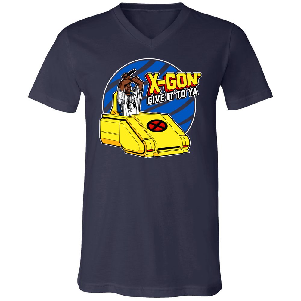 Unisex V-Neck T-Shirt - ZE6WX3FP - Navy - 2