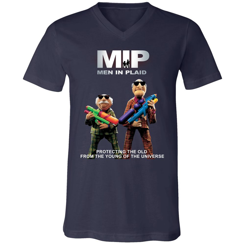 Unisex V-Neck T-Shirt - B7CTGD7T - Navy - 2