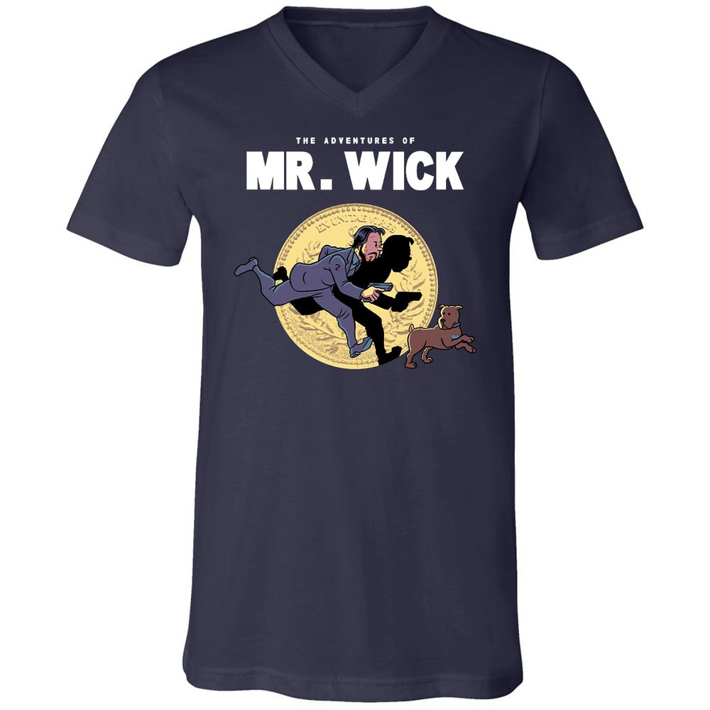 Unisex V-Neck T-Shirt - YWMFPQH7 - Navy - 2