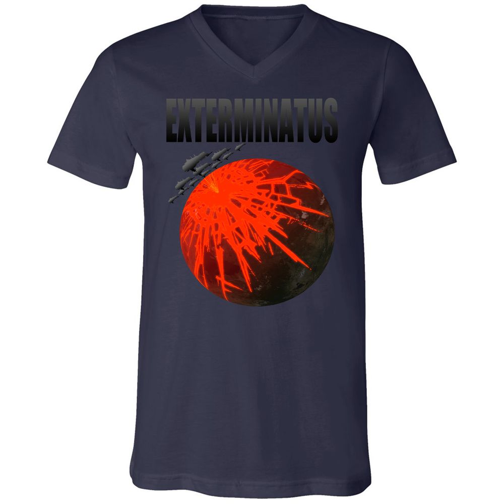 Unisex V-Neck T-Shirt - VJZCKVEC - Navy - 2