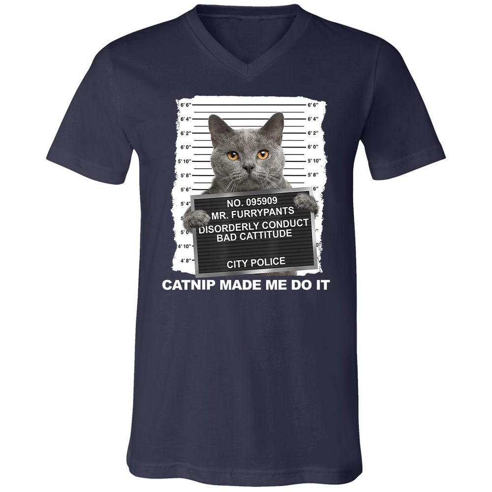 Unisex V-Neck T-Shirt - XZKU45LK - Navy - 2