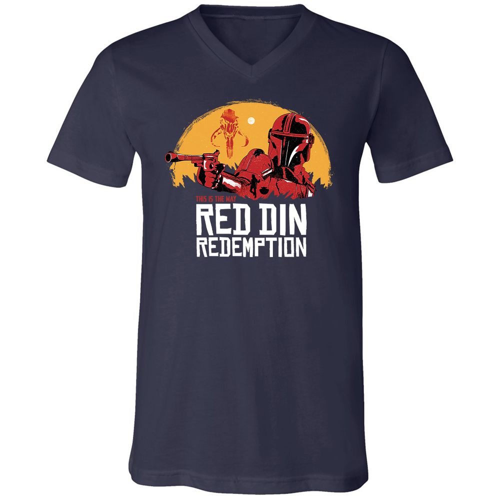 Unisex V-Neck T-Shirt - E5AD1DQ8 - Navy - 2