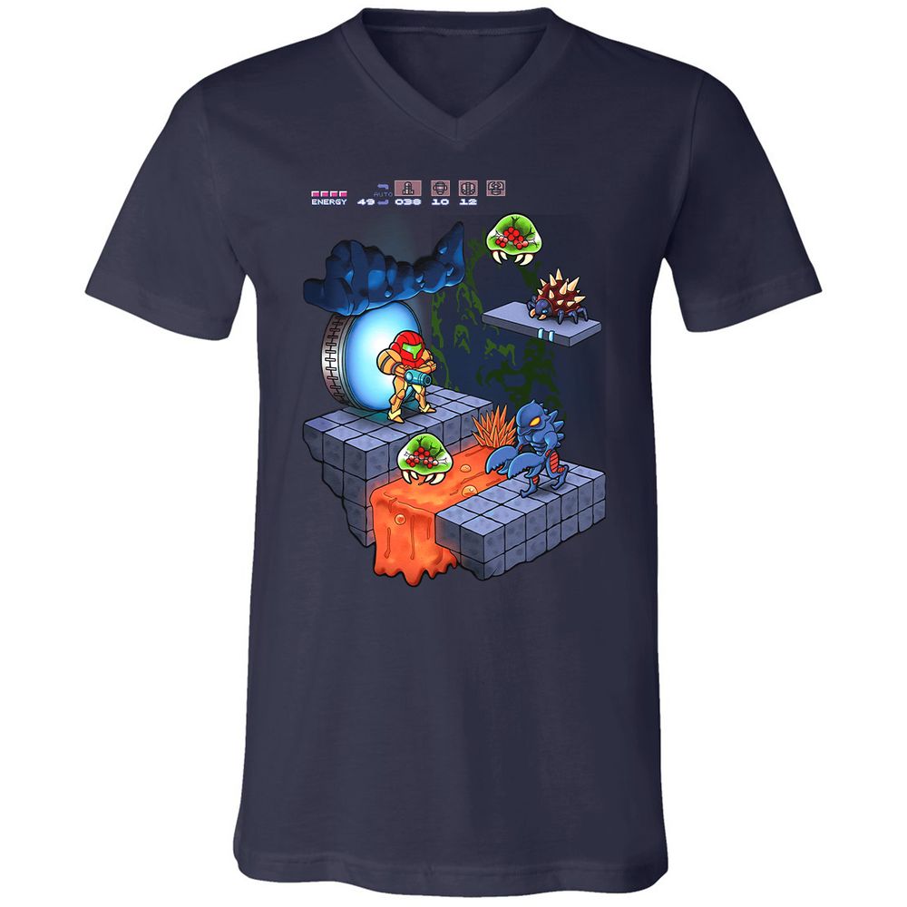 Unisex V-Neck T-Shirt - K3GPFWZM - Navy - 2