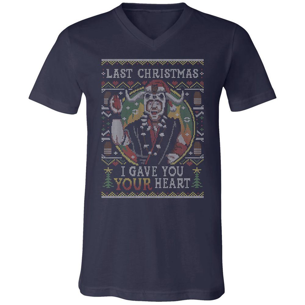 Unisex V-Neck T-Shirt - RPYBKFFG - Navy - 2