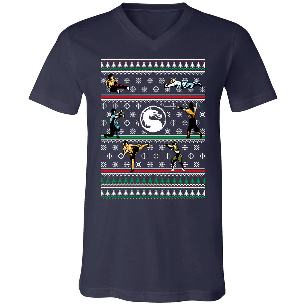 Unisex V-Neck T-Shirt - FEUL3ETK - Navy - 2