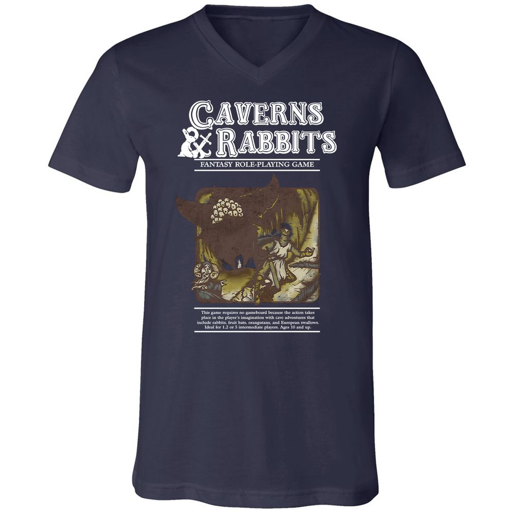 Unisex V-Neck T-Shirt - 8YSVR7MF - Navy - 2